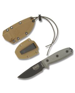 ESEE Knives  ESEE-3 with Gray Micarta Handles and Black Epoxy Powder Coated 1095 Carbon Steel 3.88" Clip Point Plain Blade with Desert Tan Molded Plastic Sheath Model ESEE-3P-CP