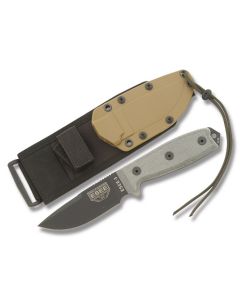 ESEE Knives  ESEE-3P Black Micarta Handle with 1095 Carbon Steel Black Coated 3.88" Clip Point Sharpened Back Edge Plain Blade and Brown Molded Sheath with MOLLE Back Model ESEE-3P-CP-MB