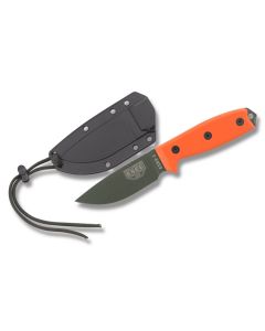 ESEE Knives ESEE-3 Orange Micarta Handle with Black Coated 1095 Carbon Steel 3.88” Drop Point Plain Edge Blade and Black Molded Sheath Model ESEE-3P-OD