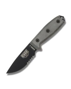 ESEE Knives ESEE-3 OD Green Handle with Black Coated 1095 Carbon Steel 3.88” Drop Point Partly Serrated Edge Blade and Brown Molded Sheath Model ESEE-3S