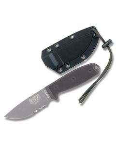 ESEE Knives ESEE-3 Black G-10 Handles with Gunsmoke Epoxy Powder Coated 3.5" Drop Point Partly Serrated Blade with Black Molded Plastic Sheath Model ESEE-3S-TG-B