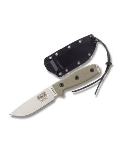 ESEE Knives ESEE-4 with OD Green Micarta Handles and Stonewashed Coated 440c Stainless Steel 4.50" Drop Point Plain Edge Blade and Black Molded Sheath with MOLLE Back  Model ESEE-4P-MB-SS