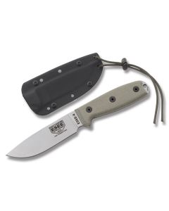 ESEE Knives ESEE-4P OD Green Micarta Handle with 1095 Carbon Steel Drop Point Plain Edge Blade and Brown Molded Sheath Model ESEE-4P-UC