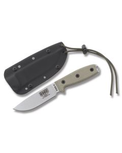 ESEE Knives ESEE-4 with OD Green Micarta Handles and 1095 Carbon Steel 4.50" Drop Point Plain Edge Blade and Black Molded Sheath with MOLLE Back  Model ESEE-4P-UC-MB