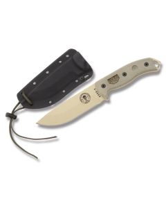 ESEE Knives ESEE-5 Tan Micarta Handles with Desert Tan Epoxy Powder Coated 1095 Carbon Steel 5.25" Drop Point Plain Blade with Black Molded Plastic Sheath Model ESEE-5P-DT