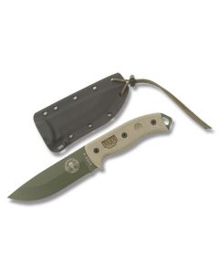 ESEE Knives ESEE-5 Tan Micarta Handle with OD Green Coated 1095 Carbon Steel 5.25" Drop Point Plain Edge Blade and Black Kydex Sheath Model ESEE-5P-OD