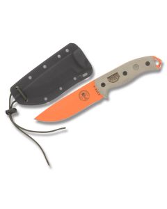 ESEE Knives ESEE-5 Tan Micarta Handles with Orange Epoxy Powder Coated 1095 Carbon Steel 5.25" Drop Point Plain Blade with Black Molded Plastic Sheath Model ESEE-5P-OG