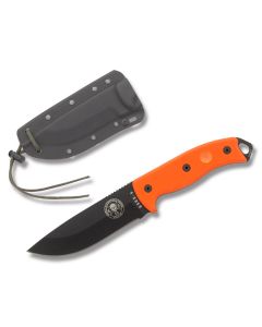 ESEE Knives ESEE-5 Orange Micarta Handles with Black Epoxy Coated 1095 Carbon Steel 5.25" Drop Point Plain Blade and Black Molded Plastic Sheath Model ESEE-5P-OR