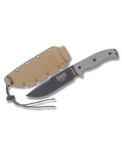 ESEE Knives ESEE-6 Black Micarta Handle with Black Coated 1095 Carbon Steel 6.50" Clip Point Plain Edge Blade and Tan Molded Sheath Model ESEE-6P-CP