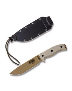 ESEE Knives ESEE-6 Dark Earth Micarta Handle with Dark Earth Coated 1095 Carbon Steel 6.50" Drop Point Plain Edge Blade and Black Molded Sheath Model ESEE-6P-DE