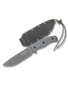 ESEE Knives ESEE-6PTG Black Micarta Handle with Gunsmoke Epoxy Coated 1095 Carbon Steel 6.50" Drop Point Plain Edge Blade and Black Molded Sheath Model ESEE-6P-TG