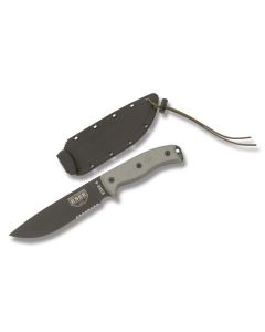 ESEE Knives ESEE-6 Black Micarta Handle with Black Coated 1095 Carbon Steel 6.50" Drop Point Partly Serrated Edge Blade and Black MOLLE Back Molded Sheath Model ESEE-6S-B