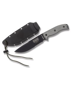 ESEE Knives ESEE-6 Black Micarta Handle with Black Coated 1095 Carbon Steel 6.50" Clip Point Partly Serrated Edge Blade and Black Molded Sheath Model ESEE-6S-CP-B