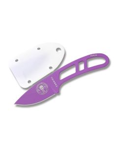 ESEE CANDIRU Fixed Blade Knife with Purple Skeletonized Handle and 1095 Carbon Steel 2" Drop Point Plain Edge Blade and Molded Plastic Sheath Model CAN-PURP-KIT