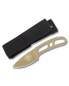 ESEE  Knives Candiru Desert Tan Coated 1095 Carbon Steel Construction with 2” Drop Point Plain Edge Blade and Black Molded Sheath Model CAN-DT