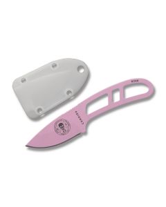 ESEE  Knives Candiru Pink Coated 1095 Carbon Steel Construction with 2” Drop Point Plain Edge Blade and White Molded Sheath Model CAN-PINK