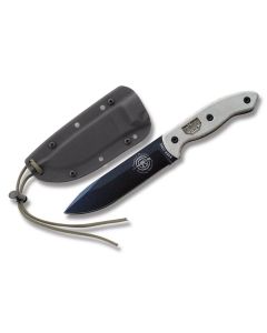 Esee CM6 Terrill Hoffman Fixed Blade Knife with Canvas Micarta Handle and Black Textured Powder Coated 1095 Carbon Steel 5.875" Drop Point  Plain Edge Blade and Black Kydex Model ESEE-CM-6