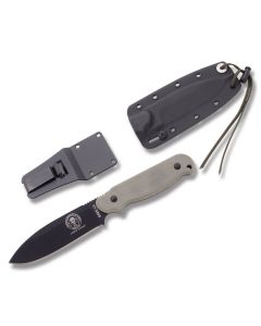 ESEE Knives Laser Strike OD Green Micarta Handle with Black Coated 1095 Carbon Steel 4.75” Drop Point Plain Edge Blade and Kydex Sheath Model ESEE-LS-P