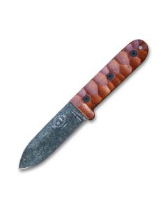 ESEE Camp-Lore PR4 with Brown Sculptured Micarta Handles and 4.19” Tumbled Black Oxide Coated 1095 Carbon Steel Drop Point Blade Model PR-4