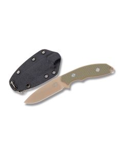 Rick Hinderer Knives Flash Point Neck Knife with OD Green G-10 Handles and DLC FDE S35VN Steel 2.75" Drop Point Plain Edge Blades and Kydex Sheath