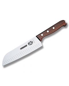 Victorinox Cutlery 7" Granton Edge Santoku with Rosewood Handles and Stainless Steel Blade Model 41527