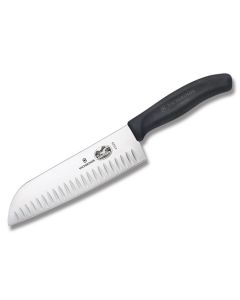 Victorinox Cutlery 7" Granton Edge Santoku with Black Fibrox Handle and Stainless Steel Blade Model 41529