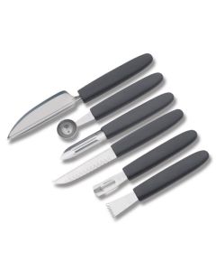 Victorinox Forschner 6 Piece Garnishing Kit with Black Nylon Handles and Stainless Steel Blades Model 46550