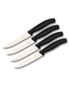 Victorinox 4pc Gaucho Steak Knife Set with Black Fibrox Handle and Stainless Steel Blades Model 679034