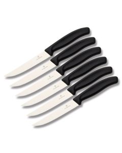 Victorinox 6pc Gaucho Steak Knife Set with Black Fibrox Handles and Stainless Steel Blades Model F679036