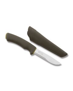 MORAKNIV Bushcraft Forest with Forest Green Rubberized Handle and Satin Coated Stainless Steel 4.25" Drop Point Plain Edge Blade Model M12356