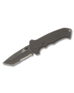 Gerber Fast Clip with Black G-10 Handle and Black Titanium Coated Stainless Steel 3.625" Tanto Point Partially Serrated Blade Model 30-000118