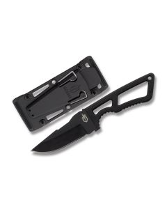 Gerber Ghost Strike Fixed Blade with Rubberized Handle and Black Coated 420 High Carbon Stainless Steel 3.25" Drop Point Plain Edge Blade and Plastic Belt Sheath Model 30-001005 