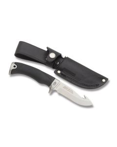 Gerber Gator Premium Fixed Blade Gut Hook with Rubberized Gator Grip Handle and CPM-S30V Steel 4.25" Guthook Plain Edge Blade and Leather Belt Sheath Model 30-001082