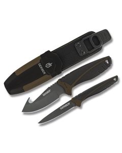 Gerber Myth Series Fixed Blade Field Dress Kit with Rubberized Handles and High Carbon Stainless Steel Blades and Plastic Sheath Model 31-001159