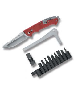 Gerber Hinderer Rescue Linerlock with Red Fiberglass Reinforced Nylon Handle and 440A Stainless Steel 3" Combo Serrated Blade Model 22-01534