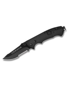 Gerber Hinderer CLS Linerlock with Black Fiberglass Reinforced Nylon Handle and 440A Stainless Steel 3.375" Drop Point Partially Serrated Blade Model 22-01870