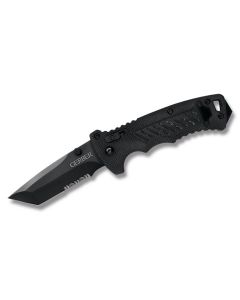 Gerber DMF Manual Open Plunge lock with Black G-10 Handle and High Carbon Stainless Steel 3.50" Tanto Partially Serrated Blade Model 31-000583