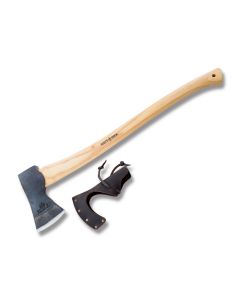 Hults Bruk Kisa Felling Axe with American Hickory Wood Handle and Hand Forged Swedish Steel Axe Head with Leather Sheath Model 840722