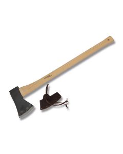 Hults Bruk American Felling Axe with American Hickory Handle and Swedish Steel Axe Head with Leather Sheath Model 840782