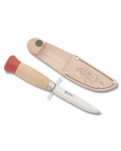 Helle Girl Scout Knife with Birch Handles and Triple Laminated Stainless Steel 3.563" Drop Point Plain Edge Blade Model 4G