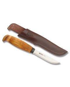 Helle Tollekniv with Birch Handles and Triple Laminated Stainless Steel 4.125" Drop Point Plain Edge Blade Model 61