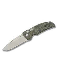 Hogue EX-01 with Green G-Mascus G10 Handles and Stone-Tumbled Coated 154CM Stainless Steel 3.50” Drop Point Plain Edge Blade Model 34178