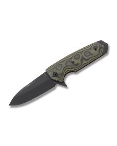 Hogue EX-02 with Green G-Mascus G-10 Handle and Black Finish 154CM Stainless Steel 3.375” Spear Point Plain Edge Blade Model 34238