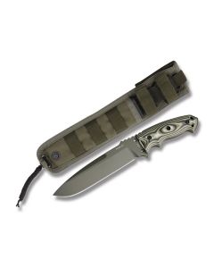 Hogue EX-F01 Fixed Blade with OD Green G-Mascus G10 Handle and OD Green Cerakote A2 Tool Steel 7" Drop Point Plain Edge Blade with Nylon Sheath Model 35151