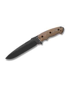 Hogue Knives EX-F01 with Black G-Mascus G-10 Handles and Gun Kote A2 Tool Steel 5.5" Drop Point  Plain Blade with Black Nylon Sheath Model 35157