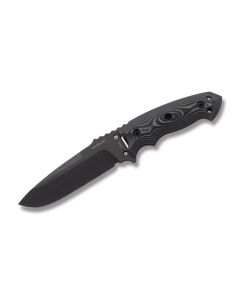 Hogue Knives EX-F01 with Black G-Mascus G-10 Handles and Black Kote A2 Tool Steel 5.5" Drop Point  Plain Blade with Black Nylon Sheath Model 35179