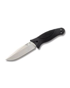 Hogue Knives EX-F02 with OverMolded Black Rubber Handles and Stone Tumbled Coated 154CM Stainless Steel 4.5" Clip Point Plain Blade with Black Molded Polymer Sheath Model 35270