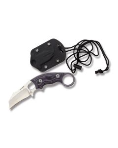 Hogue Knives EX-F03 with Purple G-Mascus G-10 Handles and Stonewash Coated 154CM Stainless Steel 2.25"  Hawkbill Plain Edge Blade with Molded Nylon Neck Knife Sheath Combo Model 35328