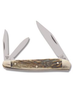 Hen and  Rooster Whittler 3.125" with Genuine Stag Handles and Stainless Steel Plain Edge Blades Model S-203-DS