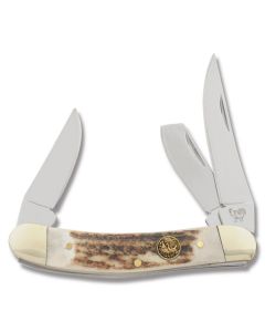 Hen and Rooster Small Sowbelly 3.50" with Genuine Stag Handles and Solingen Stainless Steel Plain Edge Blades Model 283-DS